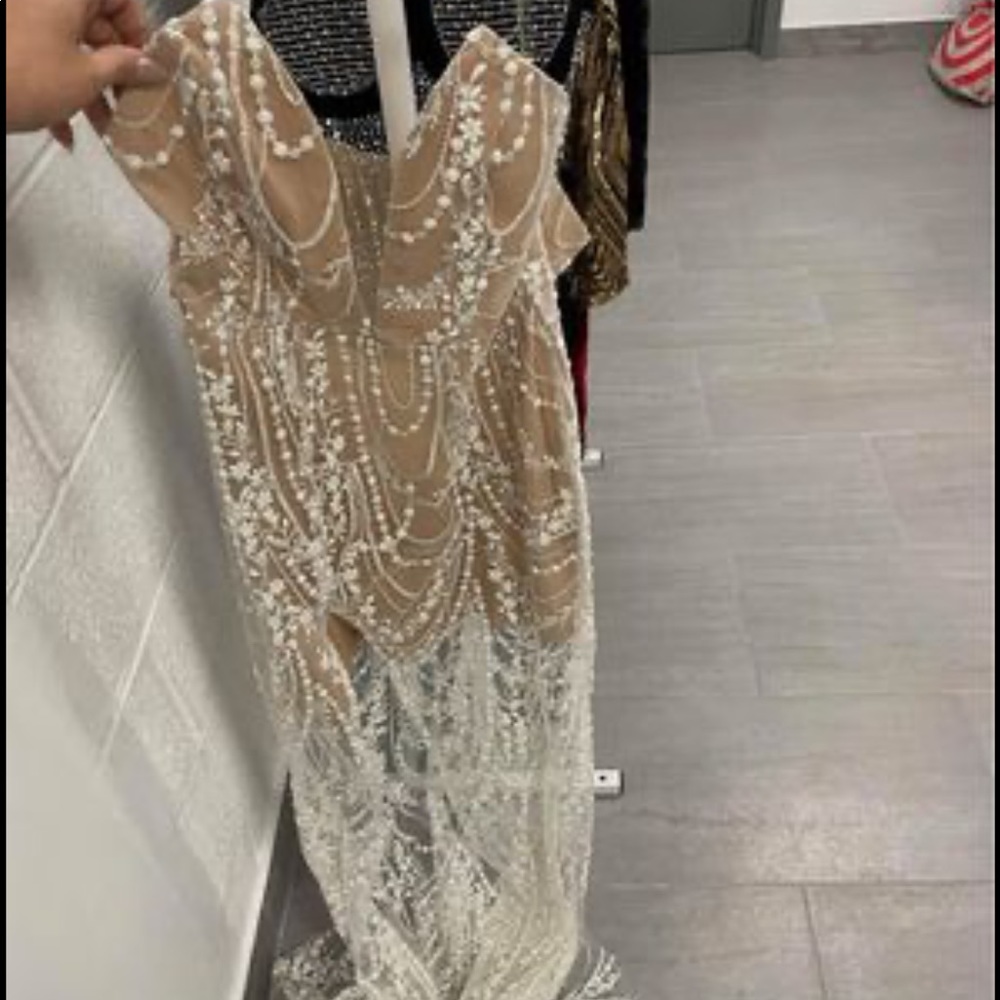 Nude glitter sheer dress